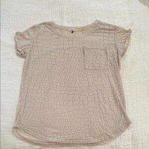 Rebecca Taylor Beige Crocodile Print Short Sleeve Tee